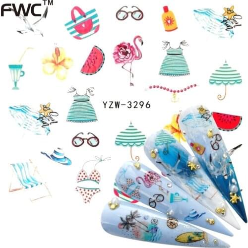 2021 New Arrivial Comic Series Water Decal Animal Flower 3D Manicure Sticker Nail Water Sticker