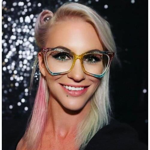 2021 Vintage Anti Blue Light Glasses Women Fashion Oversized Colorful Spectacle Rivet Computer Gaming Eyewear Optical Frame Gafa