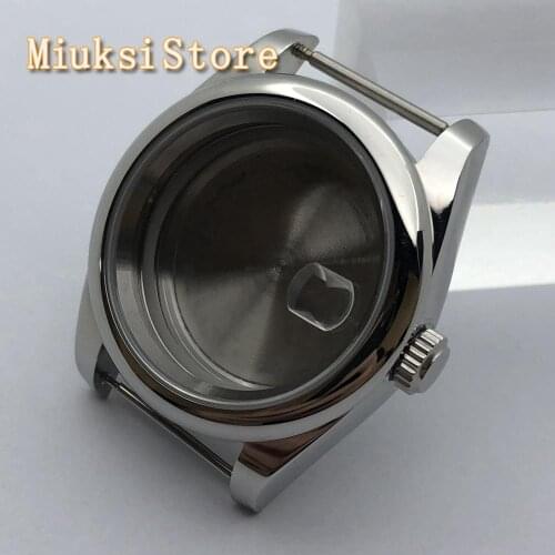 40mm sterile silver watch case sapphire glass stainless steel case fit NH35 NH36 movement