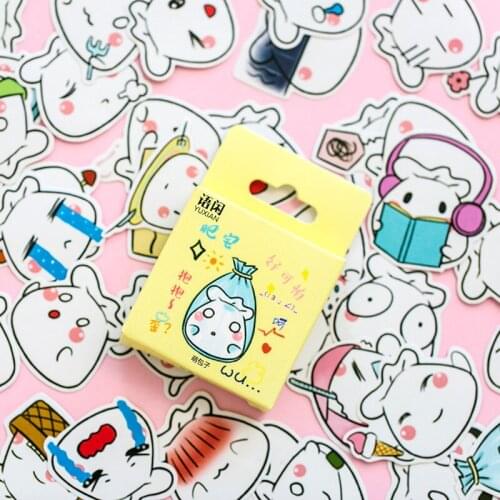 50PCS/box Lovely New Moe Buns Paper Lable Sealing Stickers Crafts And Scrapbooking Decorative Lifelog DIY Stationery