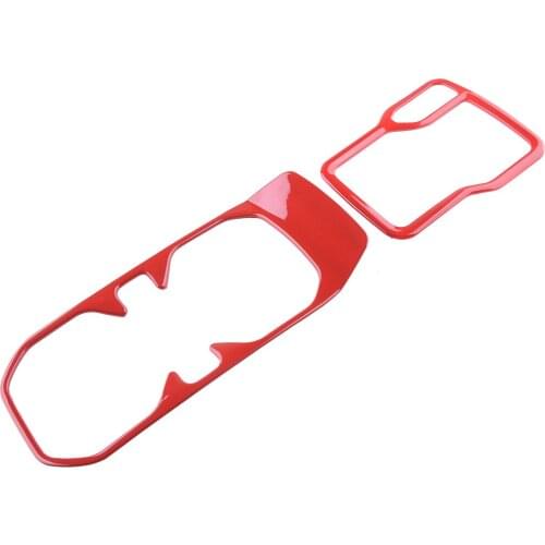 2Pcs Glossy Red Car Gear Shift Panel & Water Cup Holder Cover Trim ABS fit for Jeep Wrangler JL JLU 2018 2019 2020 LHD