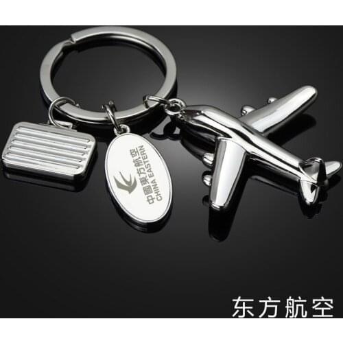 Boeeing / Airbus Logo Keychain Key Chain Travel Luggage Tag with Air Plane Shape Stainless Steel, Gift for Pilot
