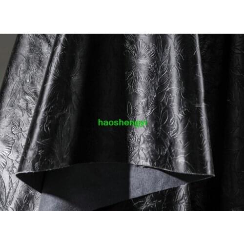 Black engraved three-dimensional embossed leather bump texture washed creative clothing fabric