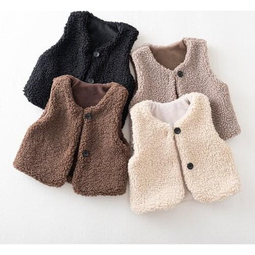 1-5Yrs Children Girls Fur Clothes Outfits Kids Girls Vest Jacket Toddler Boys Sleeveless Fur Coat Spring Autumn Clothing