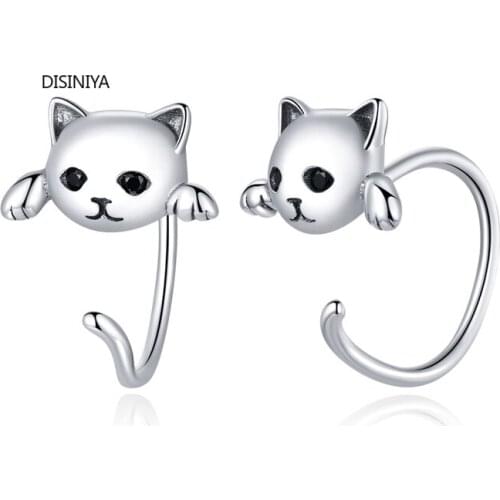 Disiniya Genuine 925 Sterling Silver Minimalist Cute Tail Stud Earrings for Women Animal Fashion Jewelry Orecchini SCE20965