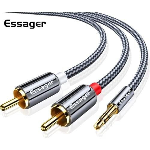 Essager RCA Cable 3.5mm Jack to 2 RCA Aux Cable 3.5 mm to 2RCA Adapter Splitter Audio Cable for TV Box Home Theater Speaker Wi