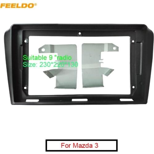 FEELDO Car 2Din Stereo Audio Fascia Frame Adapter for Mazda 3 08-13 9-Inch Big Screen CD/DVD Dash Mount Plate Trim Kit #FD6341