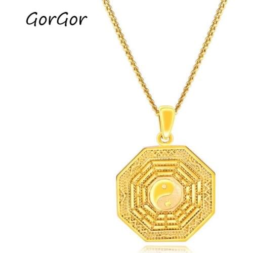 GorGor Women Pendant Necklace Vintage Eight Diagrams Shape Titanium Steel Solid Color Simplicity Ladies Fashion Accessories 690