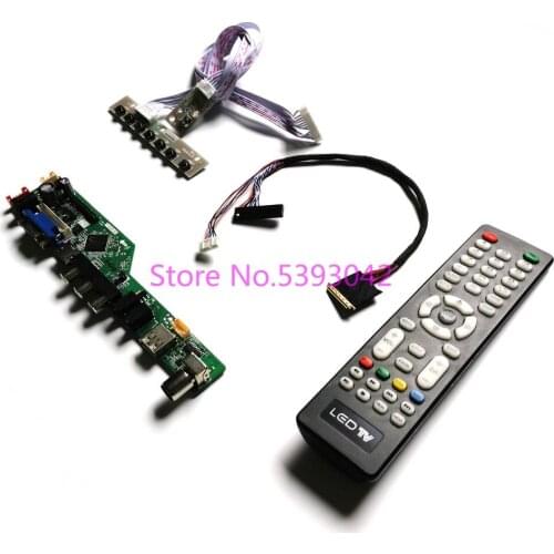 KIT fit LP140WH4 (TL)(P1)/(TL)(P2)/(TL)(P3) Keypad+Remote 1366*768 analog VGA+AV+USB LVDS 40-Pin LCD TV control drive board