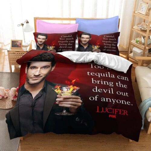 Lucifer 3D Printed Bedding Set Duvet Cover KING Queen Full Twin Size for Kids Adults Bedroom Decor