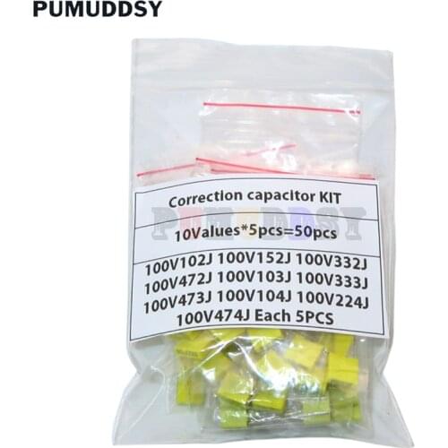 50PCS =10 Kinds * 5 PCS Correction Capacitor Package Kit KIT 100V 102J 152J 332J 472J 103J 333J 473J 104J 224J 474J