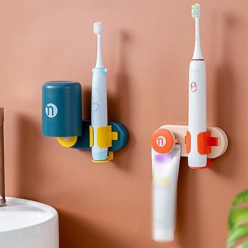 Creative Toothbrush Organizer Electric Toothbrush Wall-Mounted Holder Bathroom Toothpaste Storage Holder With Toothbrush Cup