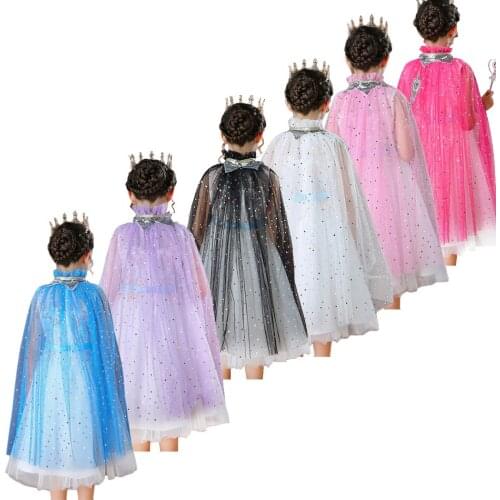 Princess Lace Cloak Children Elsa Cape Baby Kids Birthday Party Cosplay Costume Tulle for Christmas Halloween Gifts