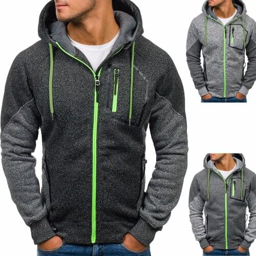Hot Sale Autumn Style Mens Long Sleeve Slim-fit Hoodie Sweater Zipper Decoration Jacket Men Gym Sweatshirt Men