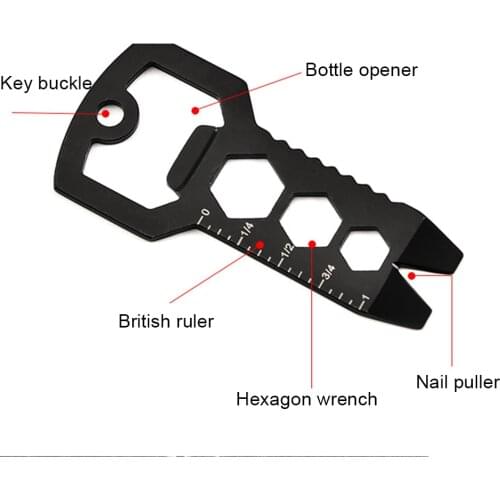 Multifunctional EDC tool card with nail opener bottle opener key holder with small hand tools