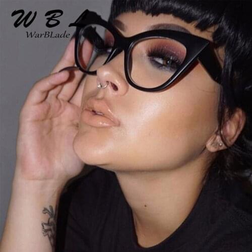 WarBlade 2018 Fashion Lady New Cat Eye Glasses Frame For Women Small Triangle Eyeglasses Frame Female Eyewear With Clear Lens