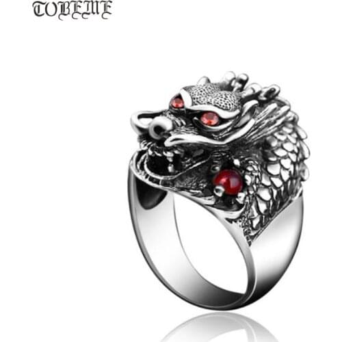 Handmade 925 Silver Dragon Ring for Men Vintage Sterling Silver Ring Dragon