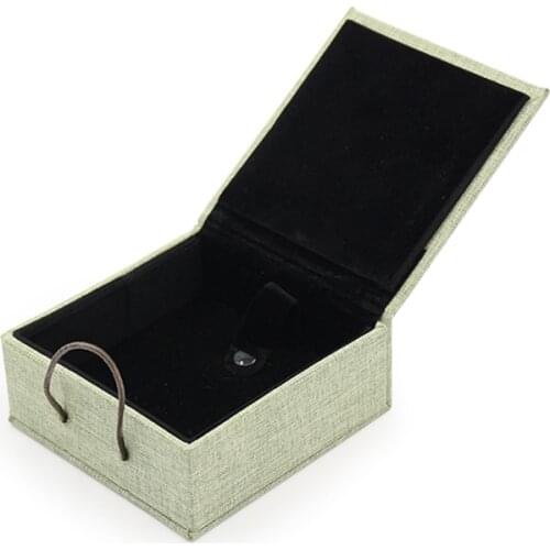 New Green Environmental Wooden Buckle Linen Jewelry Boxes Ring Pendant Bracelet Long Chain Jewellery Box Dimensional Color Paper