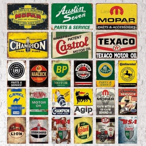 Retro Motor Oils Tin Sign Vintage Motor Service Garage Metal Painting Plaque Metal Sign Room Bar Pub Club Man Cave Home Decor