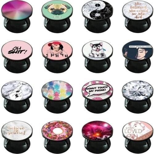 Black Finger Ring Round Phone Holder Beautiful Girl Cute Mobile Phone Stand for iPhone Xiaomi