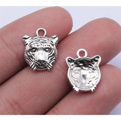 20pcs 15x12mm Antique Silver Plated Tiger Charm Pendant For Jewelry Making DIY Jewelry Findings