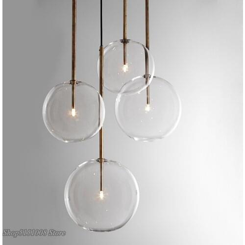 Nordic Clear Glass Pendant Lights Globe Chrome Glass Ball Pendant Lamp Dining Room Kitchen Hanging Lamp Home decor light fixture
