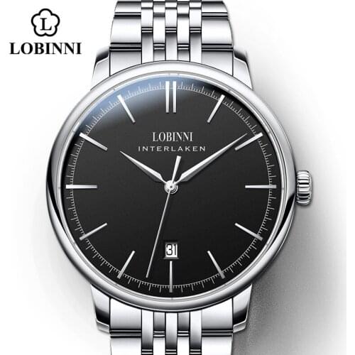 LOBINNI Top MIYOTA Movement Mens Watch Clock Classic Men Mechanical Watch Gold Simple Business relogio masculino Waterproof