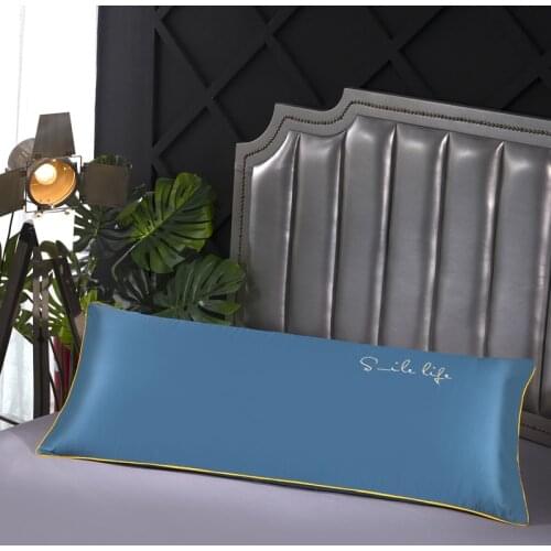 Simple Embroidered Long Pillowcase Soft Comfortable Solid Color Bedding Body Pillow Case Pillow Cover for 1.2m/1.5m/1.8m Bed