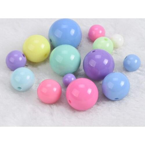 Mixed Round 6/8/10/12/14/16/18/20mm Aqua Colors Opaque Acrylic Plastic Loose Beads Wholesale lot for Jewelry Making DIY Findings