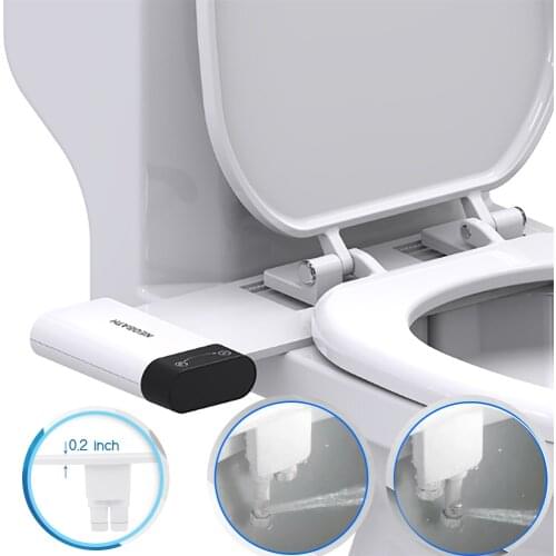 Ultra Thin Non-Electric Mechanical Toilet Seat Bidet Attachment Dual Nozzle Sprayer Fresh Water Spray for Personal Hygiene