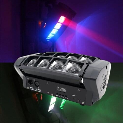 MINI 8x10W RGBW LED Spider Light DMX 7/15CH DJ Stage Lighting Disco Nightclub Bar Party Spider Moving Head Beam Lights