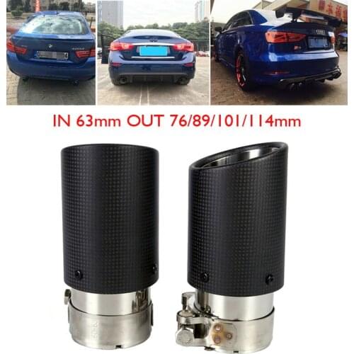 2 pcs 63mm IN Universal Round Edge Carbon Fiber Car Exhaust Tip Pipe Muffler Car Styling Accessories