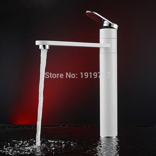 Vidric 100% Solid Brass 360 Dergee Swivel Newly White&Chrome Style Bathroom Vanity Vessel Sink Mixer Tap Cold And Hot Water Fauc