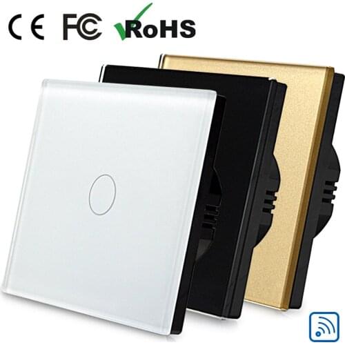 EU high cost performance 1 gang 2 way switch on off wall light switch with backlight indicator single live line tempered glass