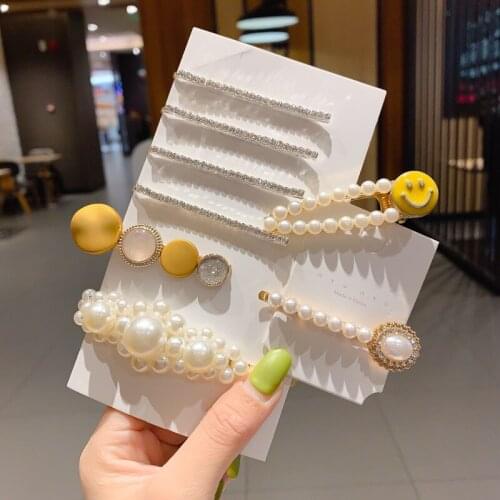 FACEINS Korean Hair Clips for Women Crystal Hair Clip Pearl Hair Jewelry Female Hair Stick Sets Girls Flower Hair Accessories