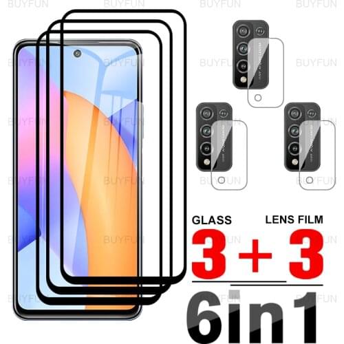 6in1 Screen Protector For Huawei Honor 10X Lite Black edge tempered glass for honer xonor 10xlite 10 lite xlite 10i camera film