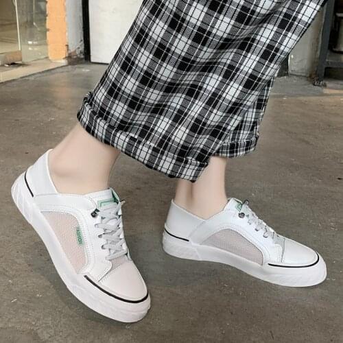 High Quality Skateboarding Shoes Women Sneakers White Summer Sport Shoes School Student Platform Sneaker Breathable Flats Shoes