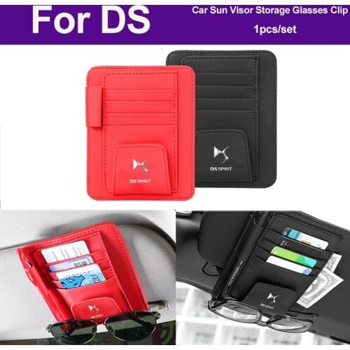 1PCS PU ID Card Storage Bag Car Sun Visor Pen holder Eyeglasses Clip for DS PicassoC2/C3/C4C5/C6/C8/DS3/DS4/DS5 Auto Styling