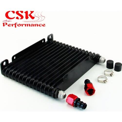 10-AN 32mm Aluminum 15 Row Engine/Transmission Racing Oil Cooler w/ Fittings Black