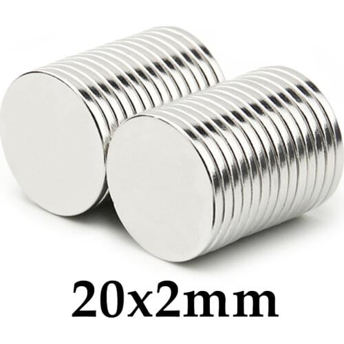 100pcs Neodymium N35 Dia 20mm X 2mm Strong Magnets Tiny Disc NdFeB Rare Earth For Crafts Models Fridge Sticking magnet 20x2mm