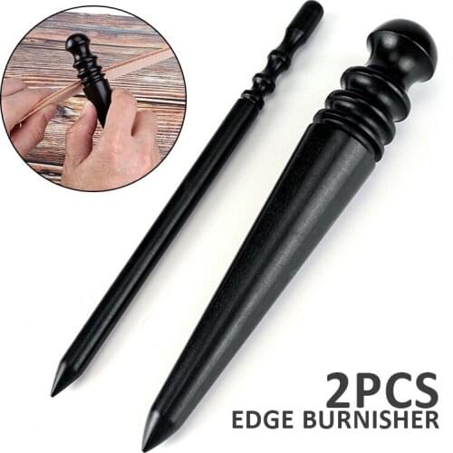 2pcs Grind Edge Burnisher Round Slicker Grinding Polished Wooden Leather Polished Rods Edge Slick DIY Leather Craft Hand Tool