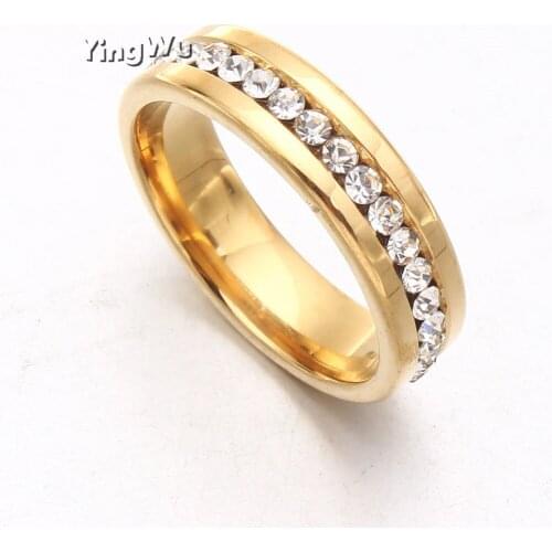 Charm Rhinestone Crystal Stainless Steel Rings Women Mens Gold Wedding Rings Jewery Gifts 30pcs Lot