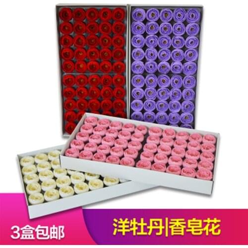 50PCS Fake Flower Peony Soap Flower Head Tea Rose Artificial Flower Soap Flower Head Bouquet Gift Box Decoration
