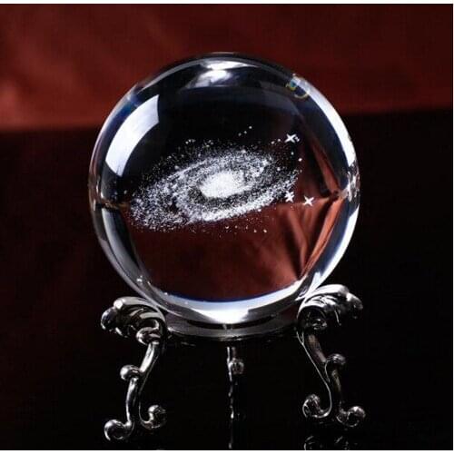 60/80/100mm 3D Laser Engraved Galaxy Glass Ball Crystal Miniatures Boy Gifts Sphere Home Decoration Accessories Globe Universe P