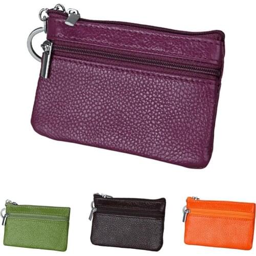 70% Dropshipping!!Lady Solid Color Anti-theft RFID Blocking Mini Wallet Key Ring Zip Coin Purse