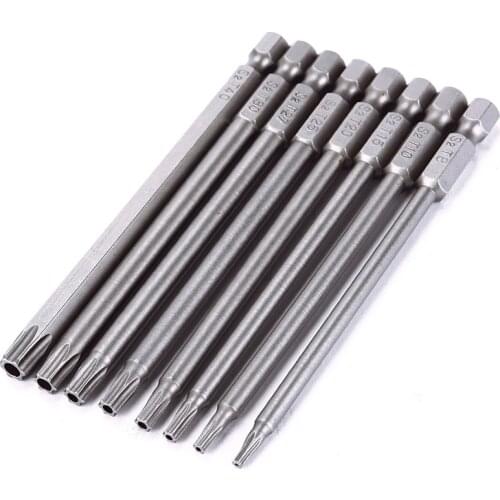 8Pcs 100mm Magnetic Torx Electric Screwdriver Bits 1/4 Inch Hex Shank Power Hand Tool With T8 T10 T15 T20 T25 T27 T30 T40 #95249