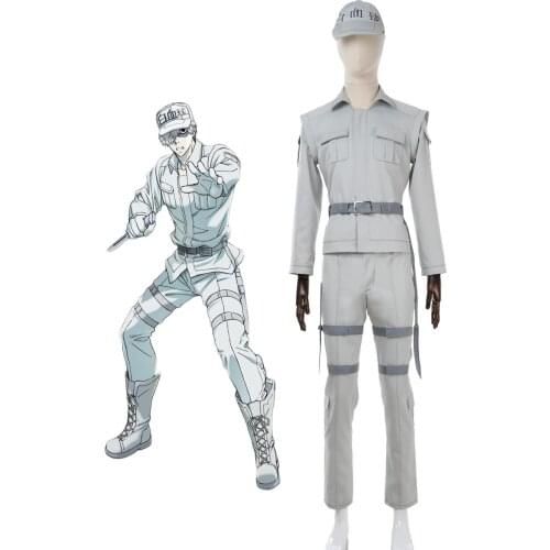 Cells At Work White Blood Cell Hataraku Saibou Cosplay Costume Leukocyte U-1146 Cosplay Full Set Hat Included
