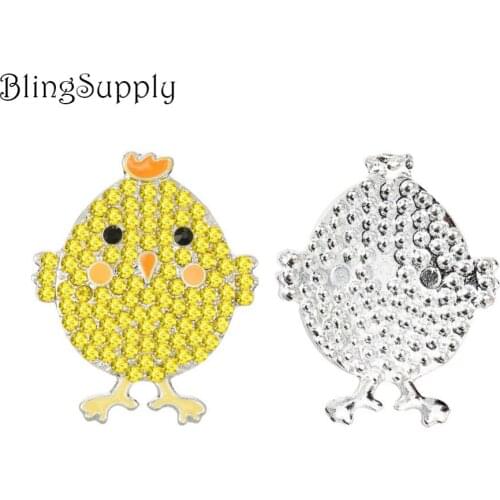 Free shipping 50PCS 33X29mm chick rhinestone button for Easter Day(BTN-5677)