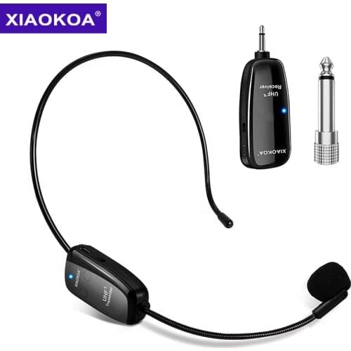 Wireless Microphone Headset, UHF Wireless Mic Headset and Handheld 2 in 1, 160 ft (50M) Range, Rechargeable for Voice Amplifier