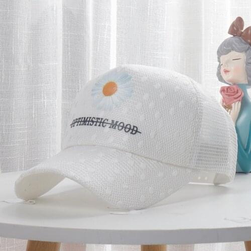Hat Hollow Mesh Printed Chrysanthemum Baseball Cap Net Yarn Ladies Mesh Outdoor Sun Hat Sunscreen Breathable Cap Wholesale